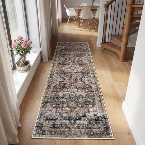 GarveeHome Washable Rug Runner 2x10 Vintage Runners for Hallways Brown by GarveeHome
