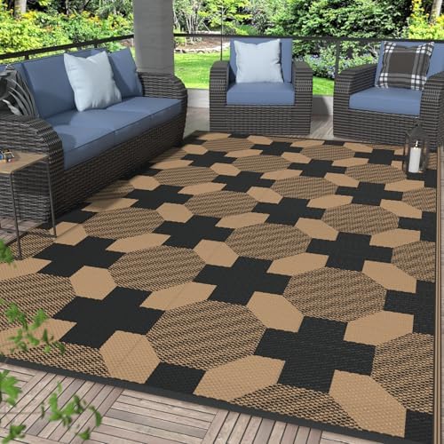 GENIMO Outdoor Rug, Waterproof Plastic Rugs for Patio, 6'x9' Deep Brown by GENIMO