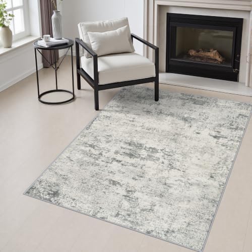 Area Rug Living Room: 3x5 Modern Washable Indoor Soft Carpet Gray by FXRHLP