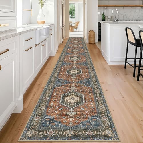 KUTA Vintage Extra Long Runners for Hallways 2.6x18ft Washable Brick Red - Image 2