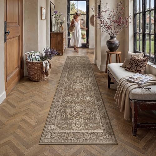 HUGEAR Hallway Runner Rugs 2'6 x 10' Brown Vintage Rug - Image 2