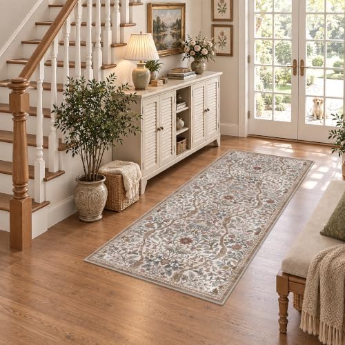2x5 Floral Runner Rug for Hallway Washable Kitchen Runner Rug - Image 2