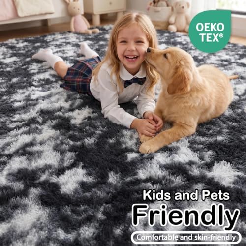 Black White Bedroom Rugs 2x6 Ft, Plush Fluffy Indoor Floor Hallway Rugs - Image 6