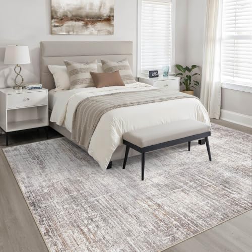 LOONGRUG 7x9 Area Rug Washable Neutral Modern Living Room Rug Grey Tan - Image 4