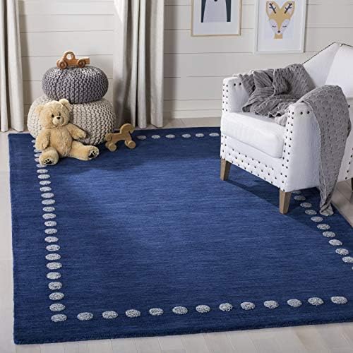 SAFAVIEH Kids Collection Accent Rug - 3' x 5', Navy, Handmade Polka Dot Border Wool, Ideal for High Traffic Areas in Entryway, Living Room, Bedroom (SFK802N) by Unknown