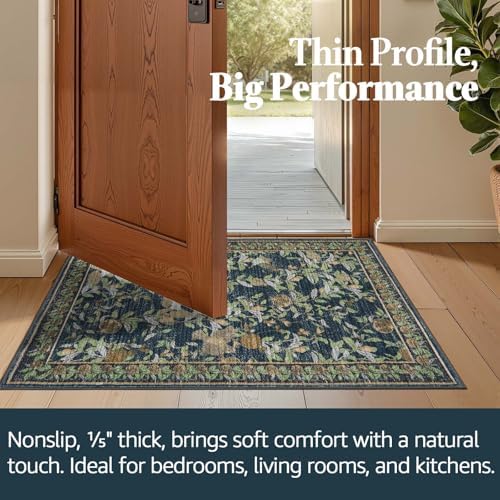 jinchan 3x5 Floral Vintage Washable Entrance Area Rug, Blue/Green - Image 5