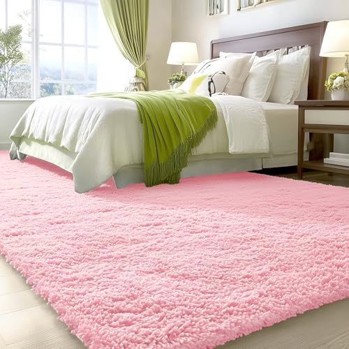 OLANLY 6x9 Machine Washable Large Area Rugs for Living Room, Bedroom, Soft Fluffy Shaggy Bedside Rug, Indoor Floor Carpet for Kids Girls and Boys, Dorms, Nursery, Home Decor Aesthetic, Pink - Image 5