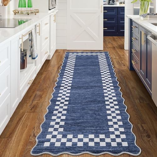 GarveeHome Washable Runner Rug 2x10 Modern Bordered Hallway Checkered Rugs - Image 3