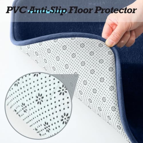 HUXMEYSON Bathroom Rugs Sets 3 Piece, Non-Slip & Quick Dry Bath Mat Set, Ultra Soft Velvet Bath Rugs for Bathroom, Toilet and Shower Floor, Navy - Image 4