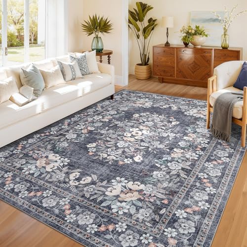 GarveeHome 8x10 Bedroom Rug Botanical Vintage Flower Floor Cover by GarveeHome