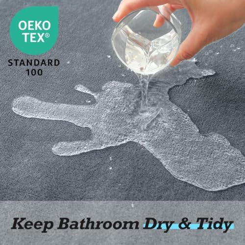 HUXMEYSON Bathroom Rugs Sets 3 Piece, Non-Slip & Quick Dry Bath Mat Set, Ultra Soft Velvet Bath Rugs for Bathroom, Toilet and Shower Floor, Grey - Image 4