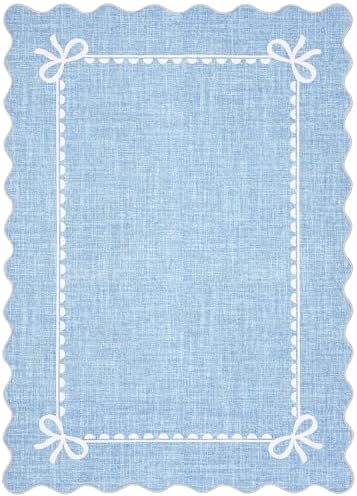 GarveeHome Scalloped Bow Rug 5x7 Washable Blue Rugs for Bedroom Living Room - Image 5