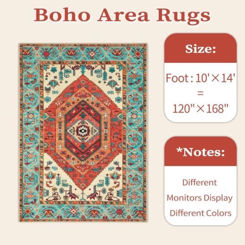 SERISSA 10x14 Washable Non Slip Boho Area Rug for Living Room，Orange - Image 6