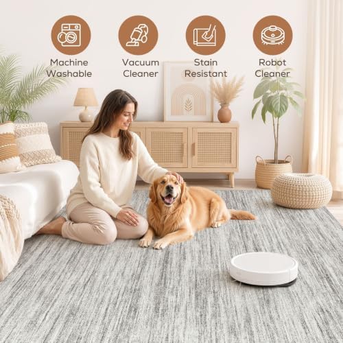 Nakagishi Boho 6x9 Area Rug Living Room Rugs Machine Washable Grey - Image 3