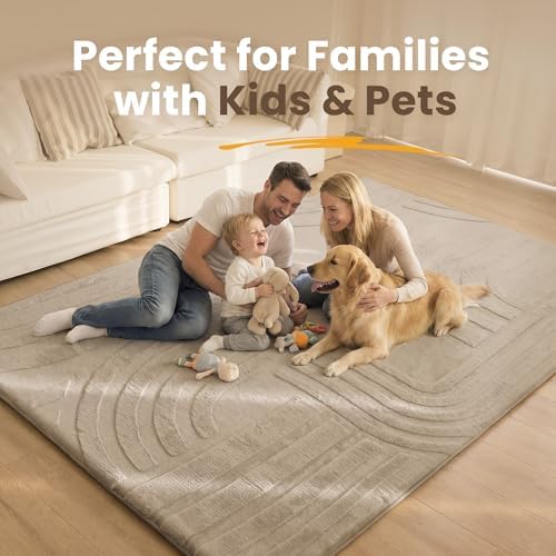 1.3" Thick Fluffy Baby Play Mat for Floor,Large 6'×9' Kids Rug(Light Brown) - Image 6