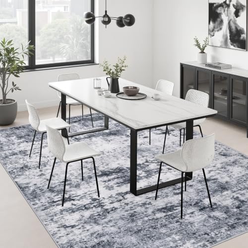 10x14 Area Rug Living Room: Modern Washable Indoor Soft Carpet Grey - Image 4