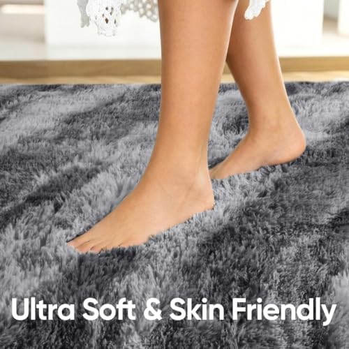 Noahas 6x9 Large Grey Fluffy Soft Area Rug Non-Slip for Living Room Bedroom - Image 5