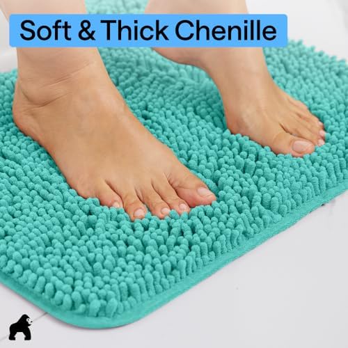 GORILLA GRIP Bathroom Area Rug Sets 2 Piece, Soft Chenille, 30x20 Turquoise - Image 5