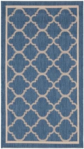 SAFAVIEH Courtyard Outdoor Accent Rug 2'x3'7", Blue & Beige CY6918-243 - Image 2
