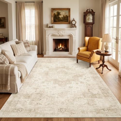 Garvee 6x9 Washable Area Rug Vintage Boho Beige Living Room Rug Non Slip - Image 2