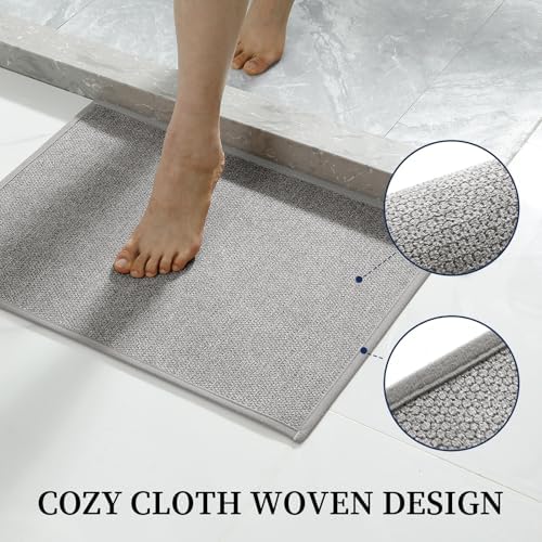 YIHOUSE Gray Bathroom Rugs Sets 2 Piece, Quick Dry Thin Bath Mat, Non Slip Absorbent Machine Washable, Bath Runner Rug for Bathtub Sink Home Decor (17"x24" + 17"x47") - Image 3