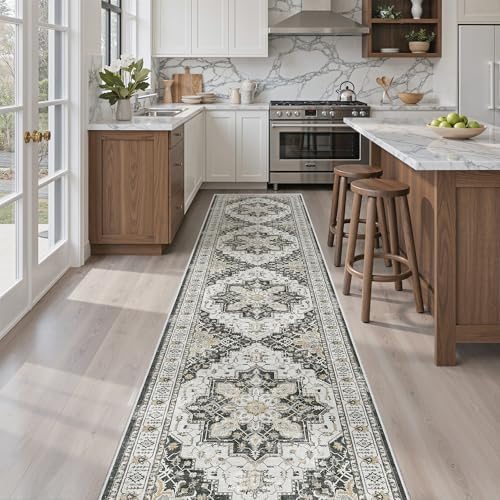 Madane Washable Runner Rugs 2x10 Long for Hallway Kitchen, Black by Madane