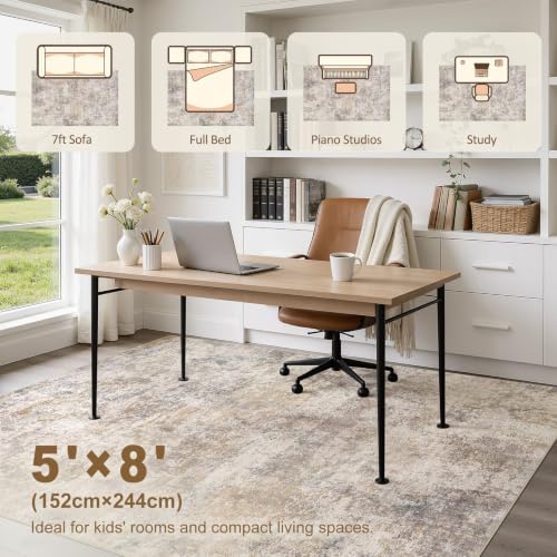 kakania Washable 5x8 Area Rug for Living Room: Abstract Modern Home Decor - Image 2