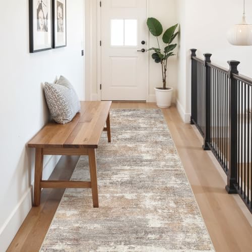 Ksrau 3x9 Runner Rug Washable: Non Slip Hallway Floor Carpet Brown Brick - Image 7