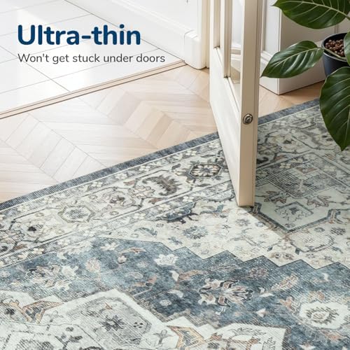 Lessymo Washable 2 x 6 Runner Rugs,Soft for Entryway Blue Grey/Beige - Image 7