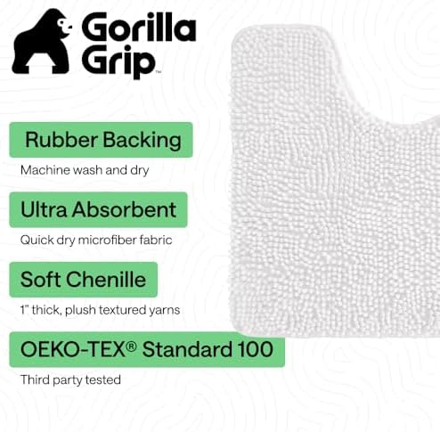 GORILLA GRIP Area Rug Sets and Oval Toilet Base, 3 Piece White - Image 3