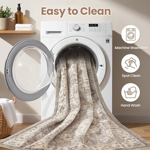 EIEIHOUSE 7x10 Area Rug Washable Vintage Rugs for Living Room Brown/Multi - Image 6