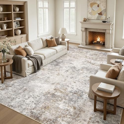 UERMEI 11x14 Area Rug Living Room Rugs Extra Large Brown Grey Carpet by UERMEI