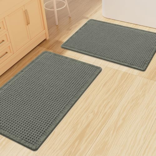 Smiry Waffle Bathroom Rugs Sets 2 Piece (30x20+30x18, Green) by Smiry