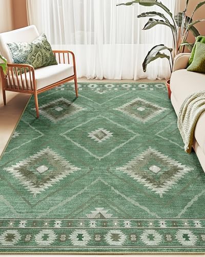 BESTSWEETIE 9'x12' Washable Area Rug for Living Room Bedroom Sage Green - Image 7