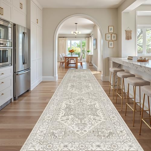 Madane Hallway Runner Rug 3x14 Washable Kitchen Runners Long, Beige/Brown - Image 4