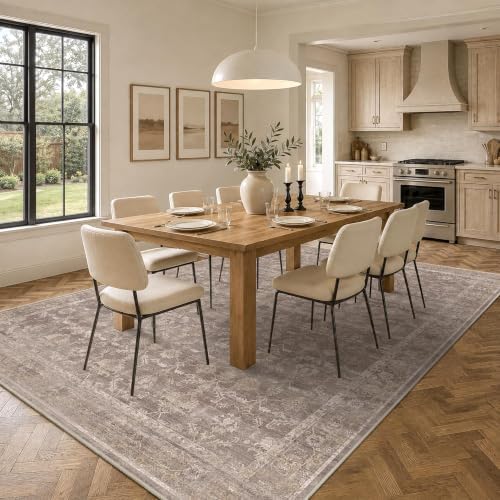 Living Room Washable 9x12 Area Rug Soft Boho Large Carpet Taupe Wheat - Image 3