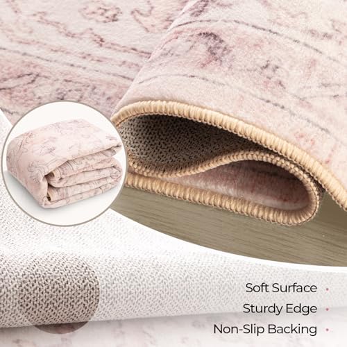 CAPALOCA 6x9 Washable Nursery Girls Low Pile Area Rug Pink - Image 4