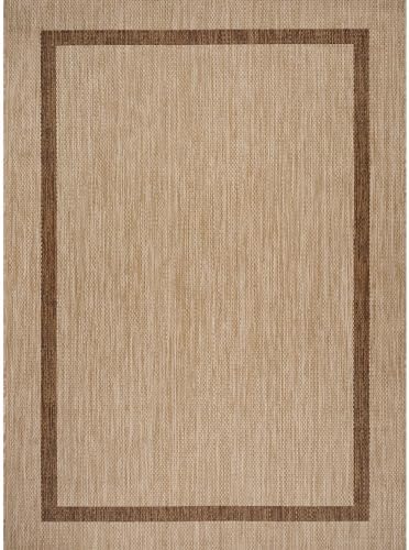 Luul Home Bordered Outdoor Rug 10x14 Washable Outside Carpet for Indoor Patio Porch Waterproof Easy Cleaning Non Shedding Area Rugs Jute Beige - Nut Brown 10 x 14 - Image 3