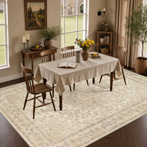 6x9 Area Rugs Living Room: Washable Vintage Floral Rug for Bedroom - Image 4