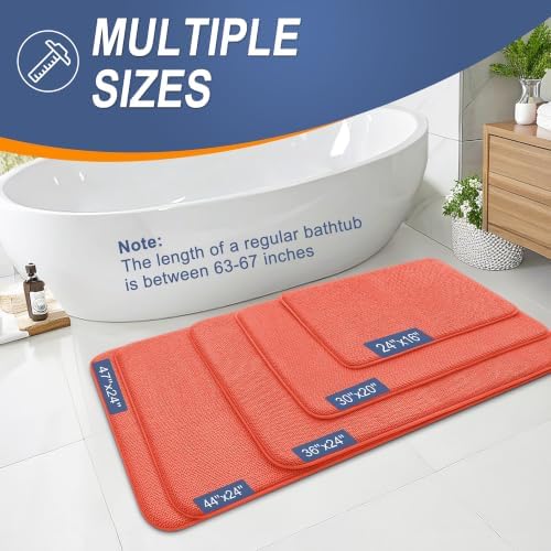 OLANLY Thick Memory Foam Bathroom Rugs 36x24, Absorbent Bath Mat, Coral - Image 5