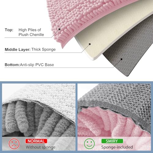 Smiry Bathroom Rugs 30X20, Luxury Chenille Extra Soft Absorbent Bath Mat - Image 5