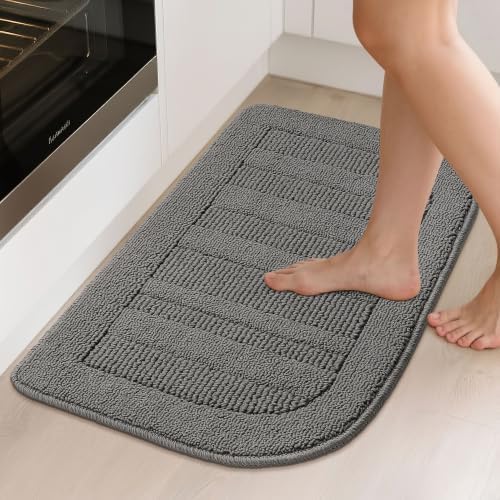 BEQHAUSE 30x18 Inch Kitchen Rugs Non Slip Washable Kitchen Sink Rug, Grey - Image 2