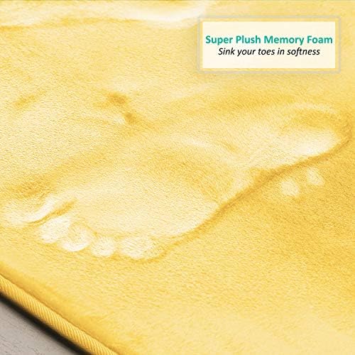 Clara Clark 2 Piece Bathroom Rugs, Velvet Memory Foam Bath Mat Set, Non-Slip Bath Rugs, Machine Wash, Dries Quickly, Ultra Soft Plush Bath Mats for Bathroom, 20 x 32 + Contour, Mellow Yellow - Image 6