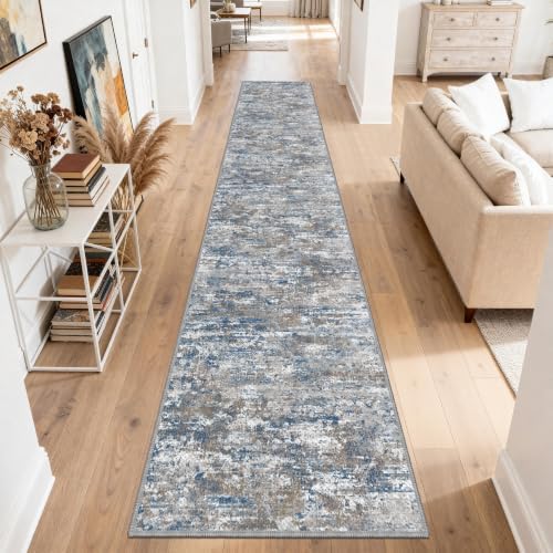 Washable Carpet Runners for Hallway 16ft-Non Slip Floor Runners for Dogs, Abstract Hallway Runner Rug with ‌Silicone Backing, Stain Resistant Rug for Indoor High Traffic,2.6x16,Multi by TTelephant