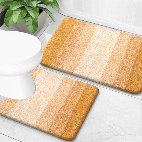 OLANLY Micorfiber Bathroom Rug Set 2 Piece, Soft Bath Mats, Golden Yellow by OLANLY