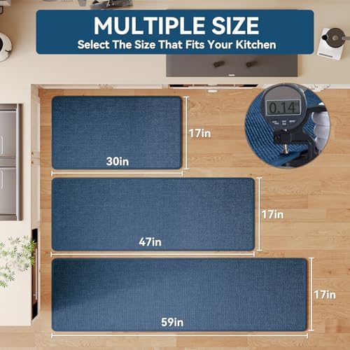 YDKGL Kitchen Rugs Kitchen Mats for Floor Non Slip Washable Blue 17"x47" - Image 2