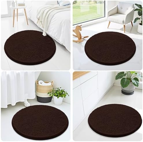Smiry Round Bathroom Rugs 30X30, Chenille Extra Soft Absorbent Bath Mat - Image 7