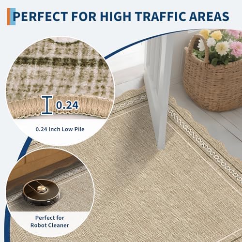 GarveeHome Scalloped Washable Runner Rug 2x6 Hallway Runner Non Slip, Jute - Image 6