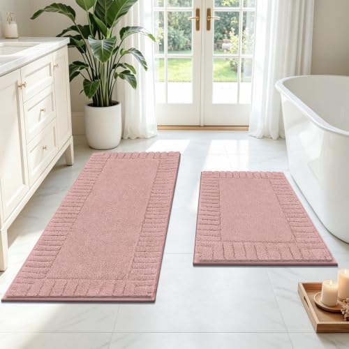 Pauwer Bathroom Rugs Sets 2 Piece, Non Slip Plush Bath Mats, Dark Grey by Pauwer