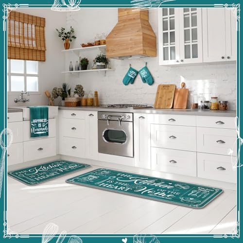 Fourluoo 10 Pcs Vintage Teal Kitchen Decor and Accessories Set - Image 3